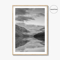 Glendalough Upper Lake Black and White Fine Art Photo Print, County Wicklow Ireland Poster
