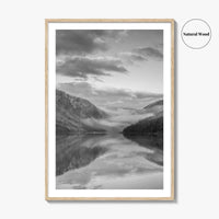 Glendalough Upper Lake Black and White Fine Art Photo Print, County Wicklow Ireland Poster