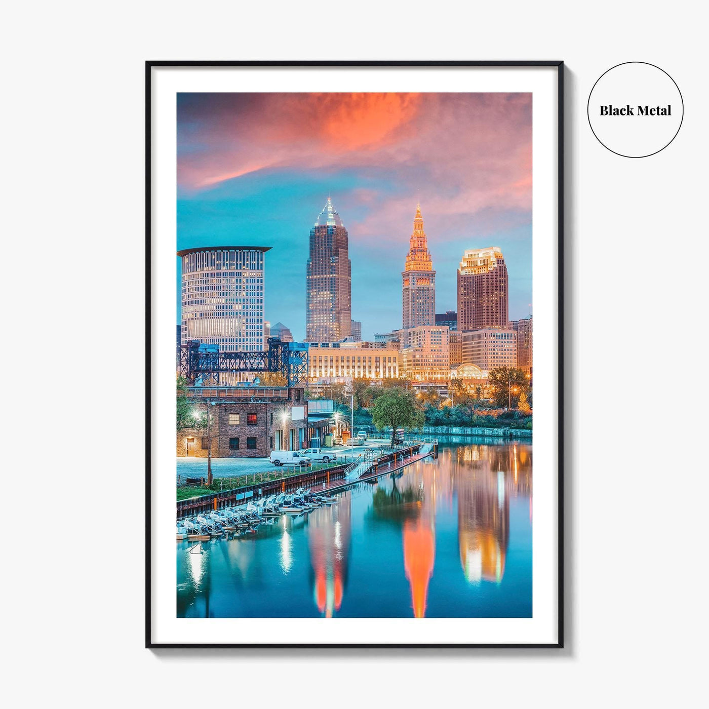 Cleveland Skyline Fine Art Photo Print, Ohio, USA, Cuyahoga River, Wall Poster