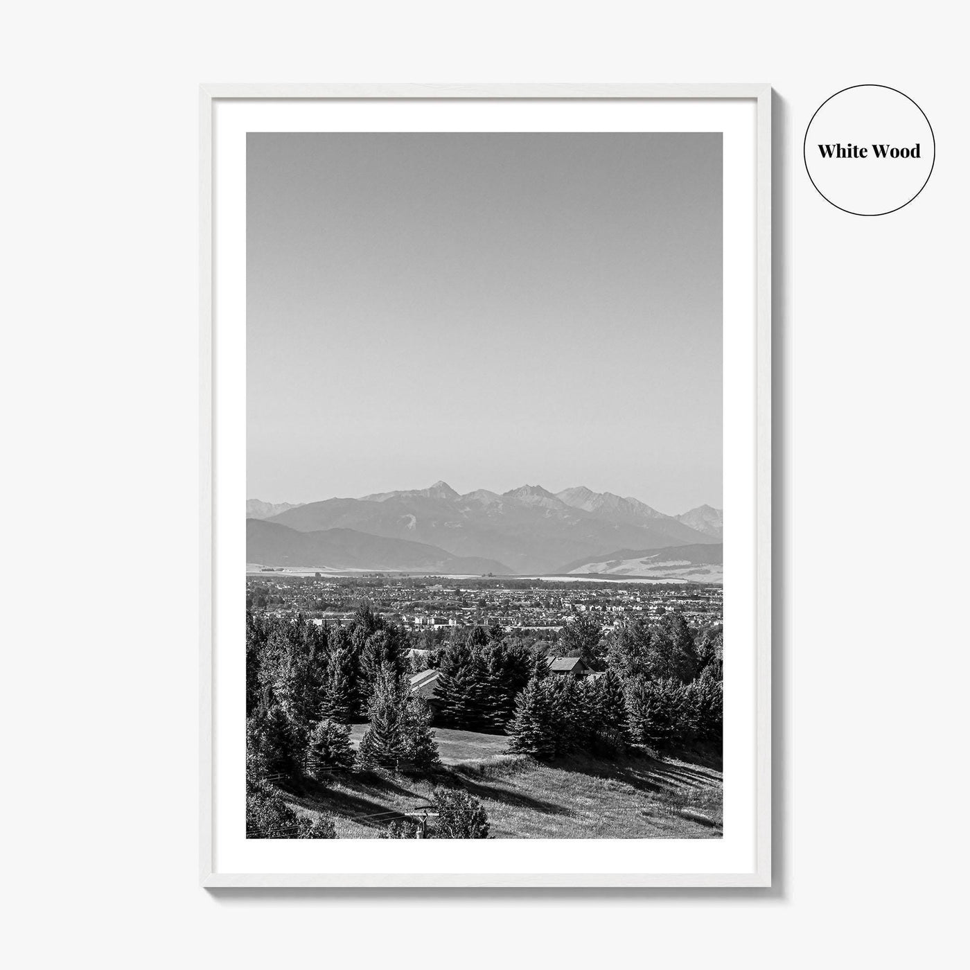 Bozeman Black and White Fine Art Photo Print, Montana Hills Landscape Poster, USA Poster