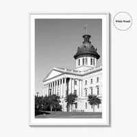 Columbia SC Black and White Fine Art Photo Print, South Carolina State House Poster