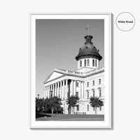 Columbia SC Black and White Fine Art Photo Print, South Carolina State House Poster