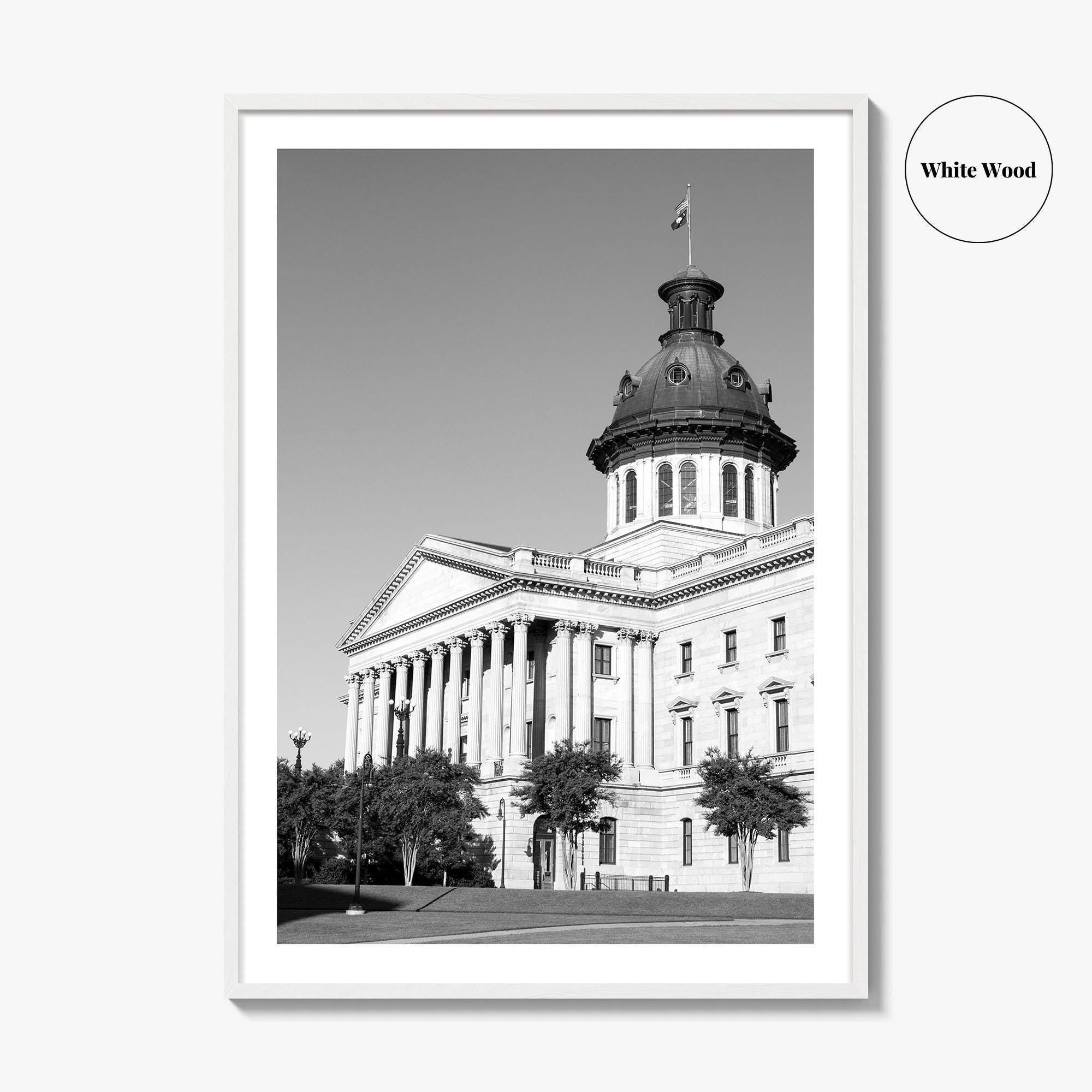Columbia SC Black and White Fine Art Photo Print, South Carolina State House Poster