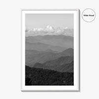 Blue Ridge Mountains Black and White Fine Art Photo Print, Smoky Mountains Poster