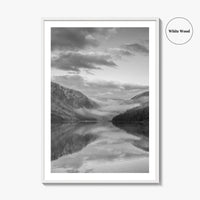 Glendalough Upper Lake Black and White Fine Art Photo Print, County Wicklow Ireland Poster