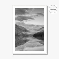 Glendalough Upper Lake Black and White Fine Art Photo Print, County Wicklow Ireland Poster