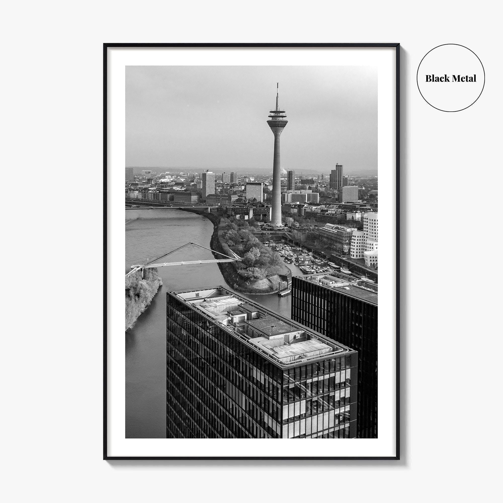 Dusseldorf Skyline Black and White Fine Art Photo Print, Medienhafen Germany Wall Art