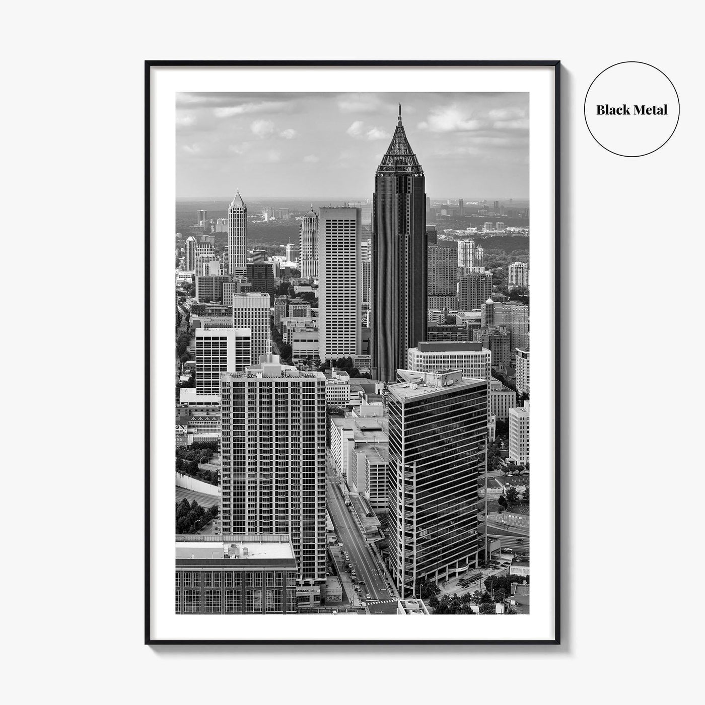 Atlanta Skyline Black and White Fine Art Photo Print, Downtown Georgia Poster