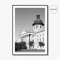 Columbia SC Black and White Fine Art Photo Print, South Carolina State House Poster