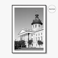 Columbia SC Black and White Fine Art Photo Print, South Carolina State House Poster