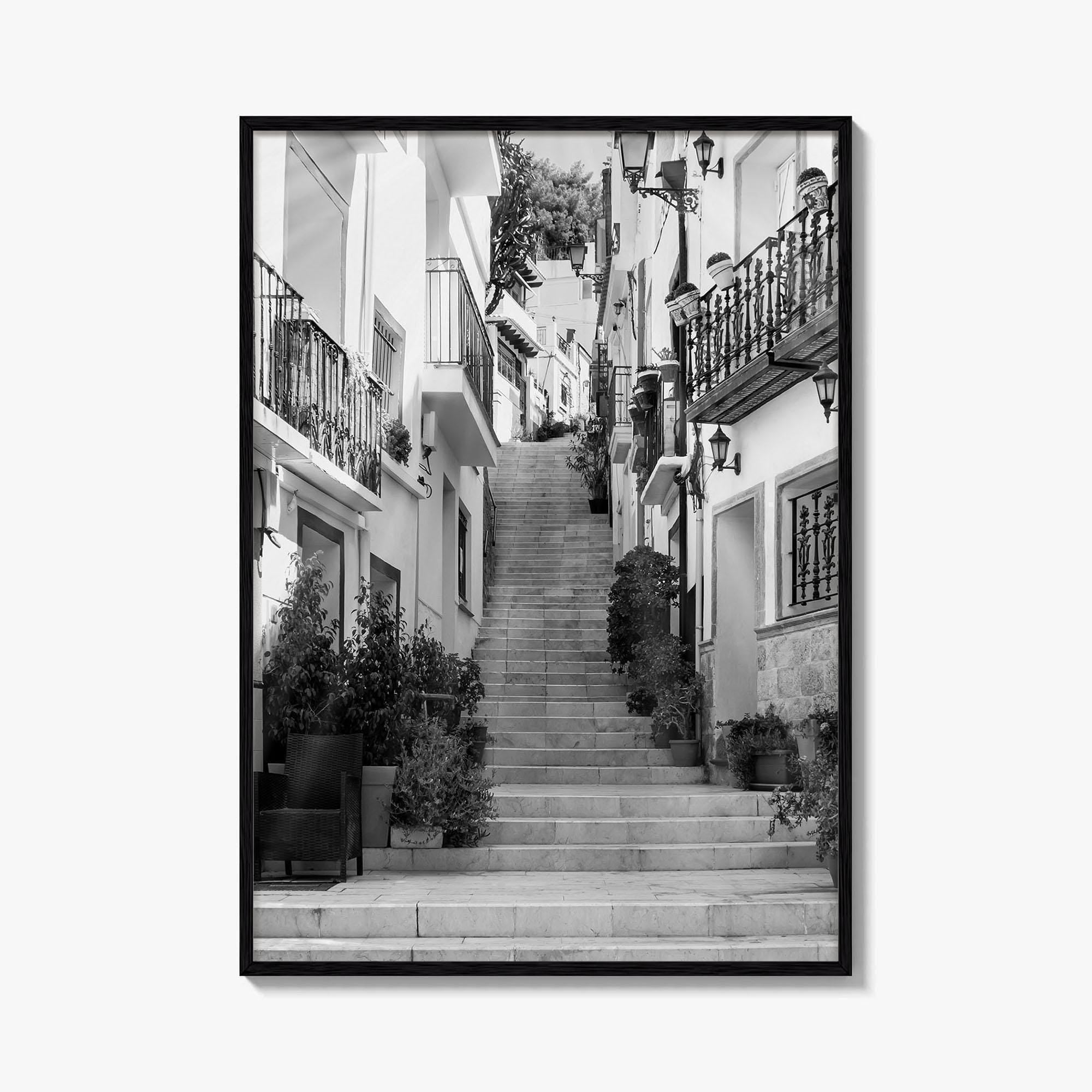 Alicante Black and White Fine Art Photo Print, Costa Blanca Spain, Santa Cruz Poster