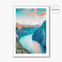 Geiranger Fine Art Photo Print, Sunnylvsfjorden, Seven Sisters Waterfalls, Western Norway Wall Decor Poster