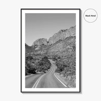 Big Bend National Park Black and White Fine Art Photo Print, Texas Road Poster