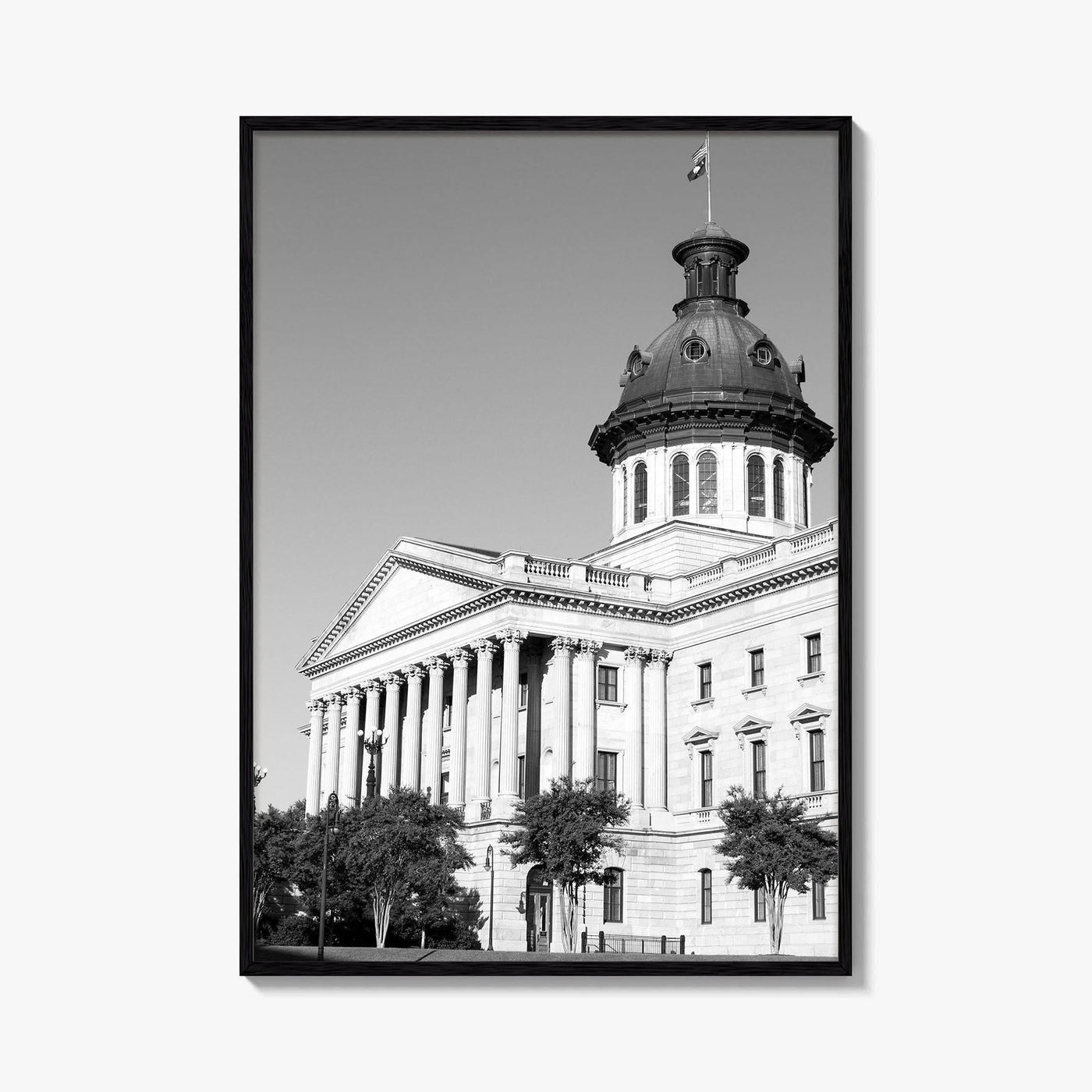 Columbia SC Black and White Fine Art Photo Print, South Carolina State House Poster