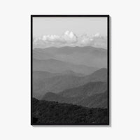 Blue Ridge Mountains Black and White Fine Art Photo Print, Smoky Mountains Poster
