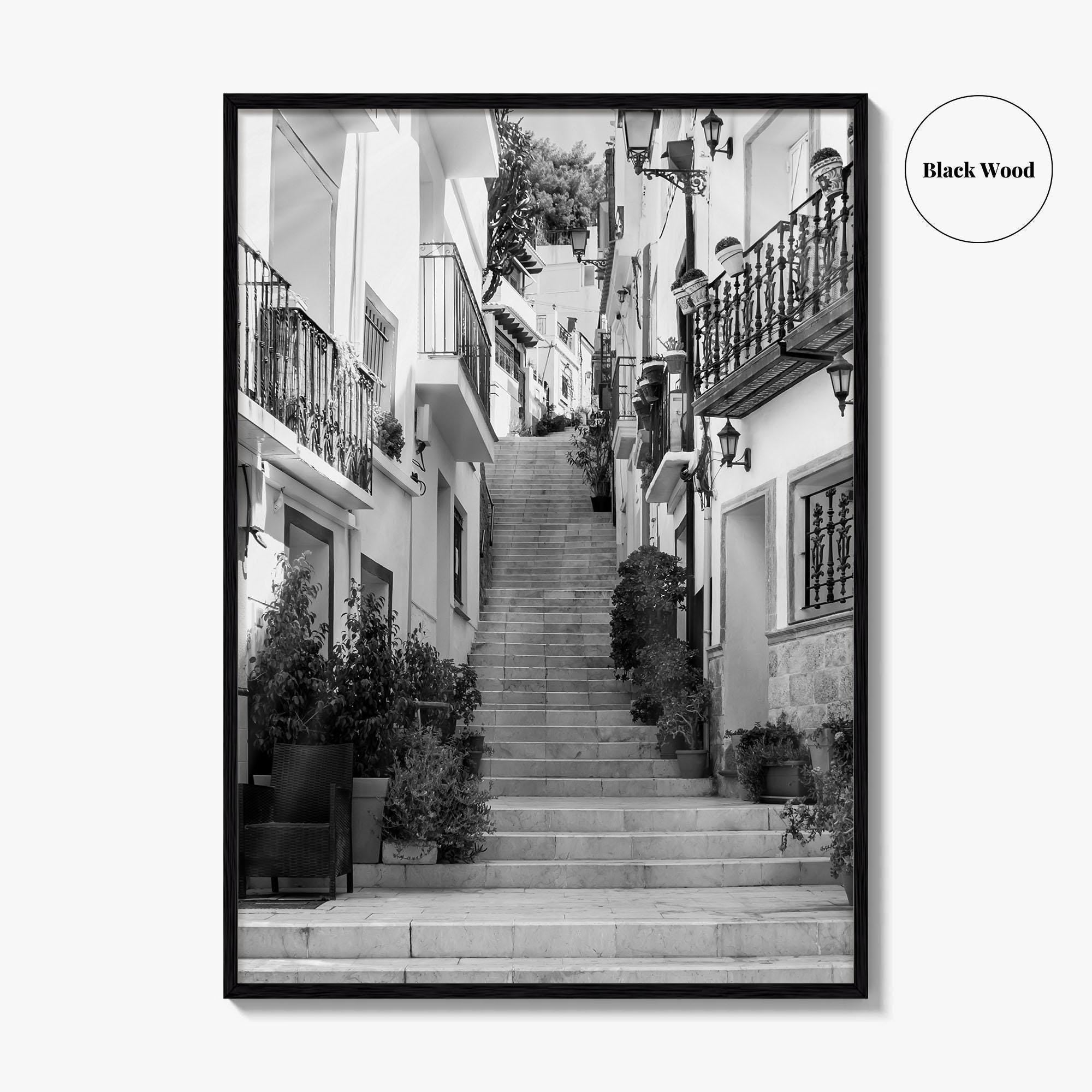 Alicante Black and White Fine Art Photo Print, Costa Blanca Spain, Santa Cruz Poster
