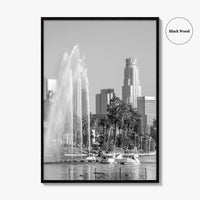 Echo Park Black and White Fine Art Photo Print, Los Angeles Skyline Poster