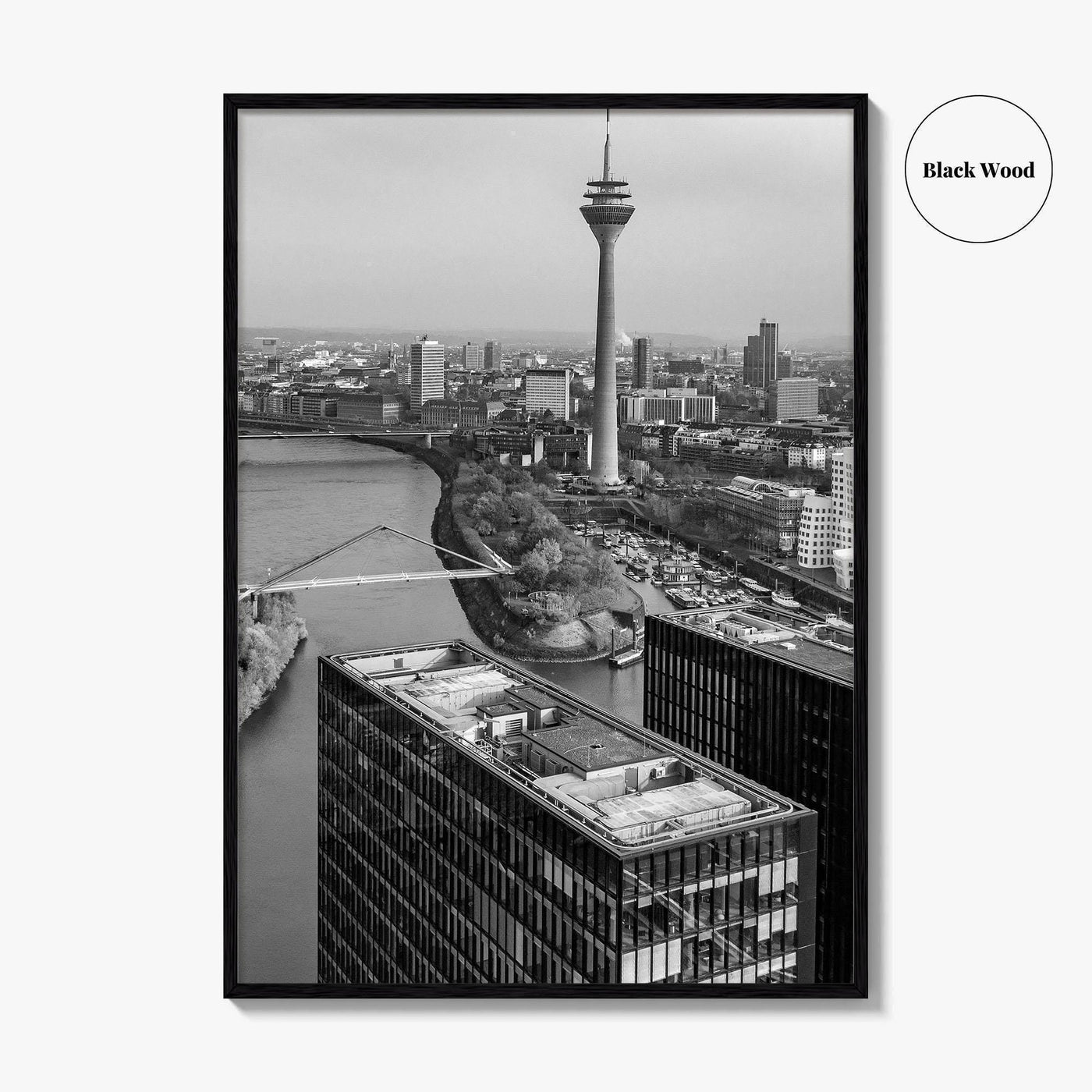 Dusseldorf Skyline Black and White Fine Art Photo Print, Medienhafen Germany Wall Art