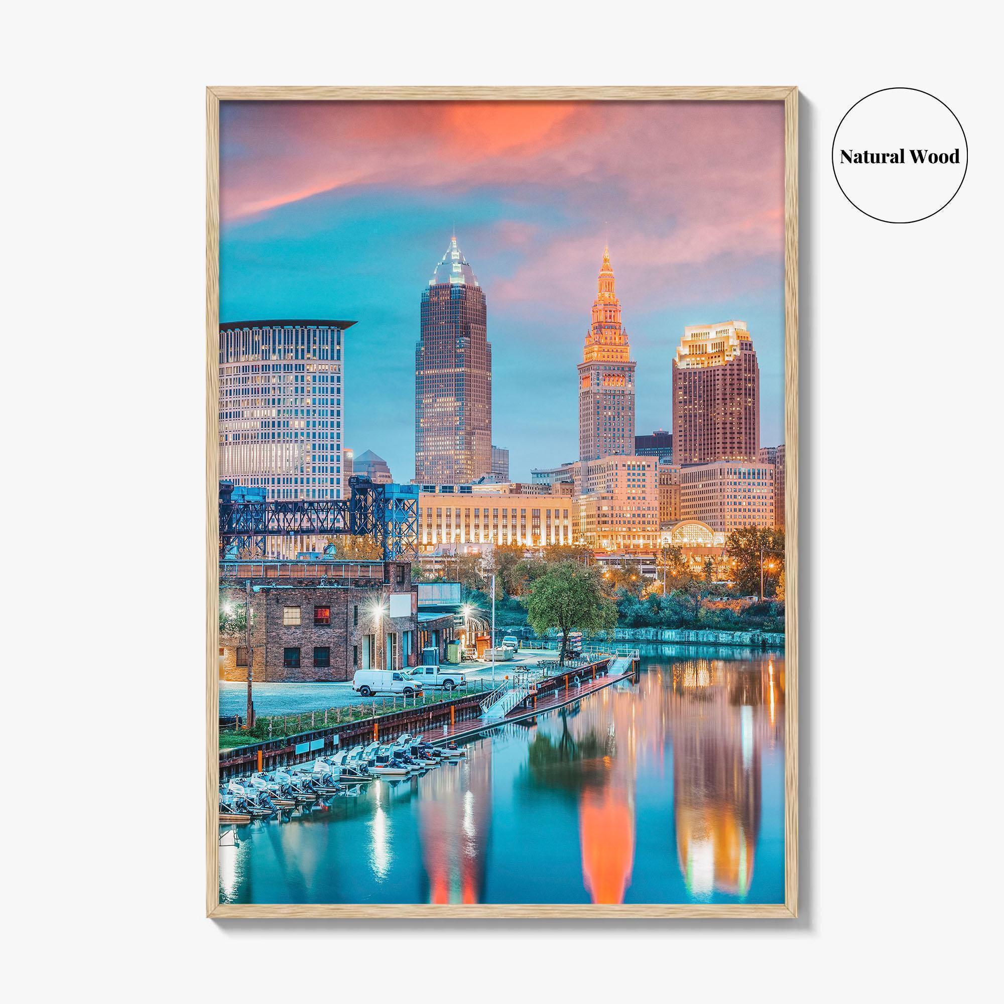 Cleveland Skyline Fine Art Photo Print, Ohio, USA, Cuyahoga River, Wall Poster