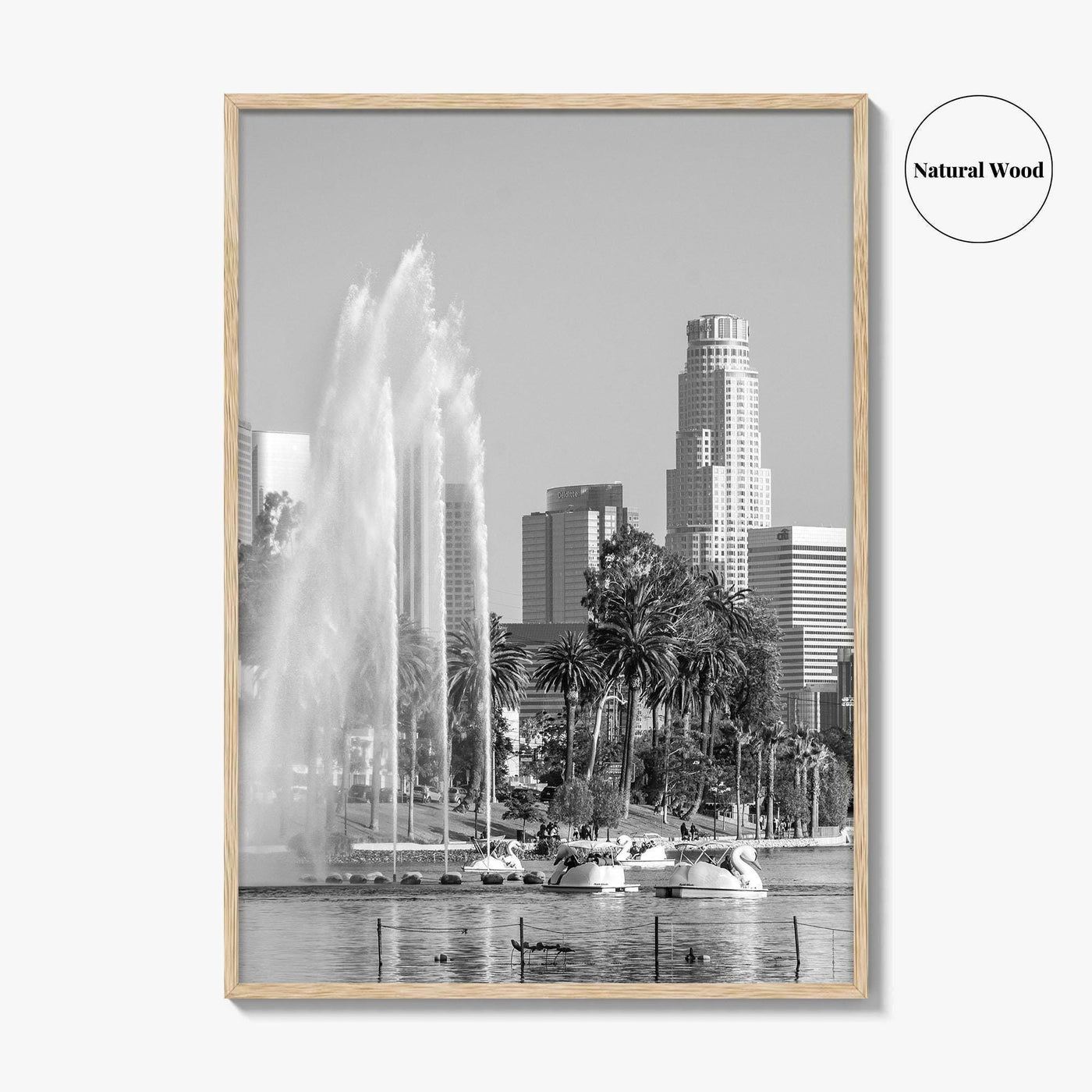 Echo Park Black and White Fine Art Photo Print, Los Angeles Skyline Poster