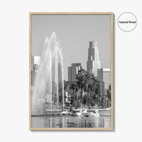 Echo Park Black and White Fine Art Photo Print, Los Angeles Skyline Poster
