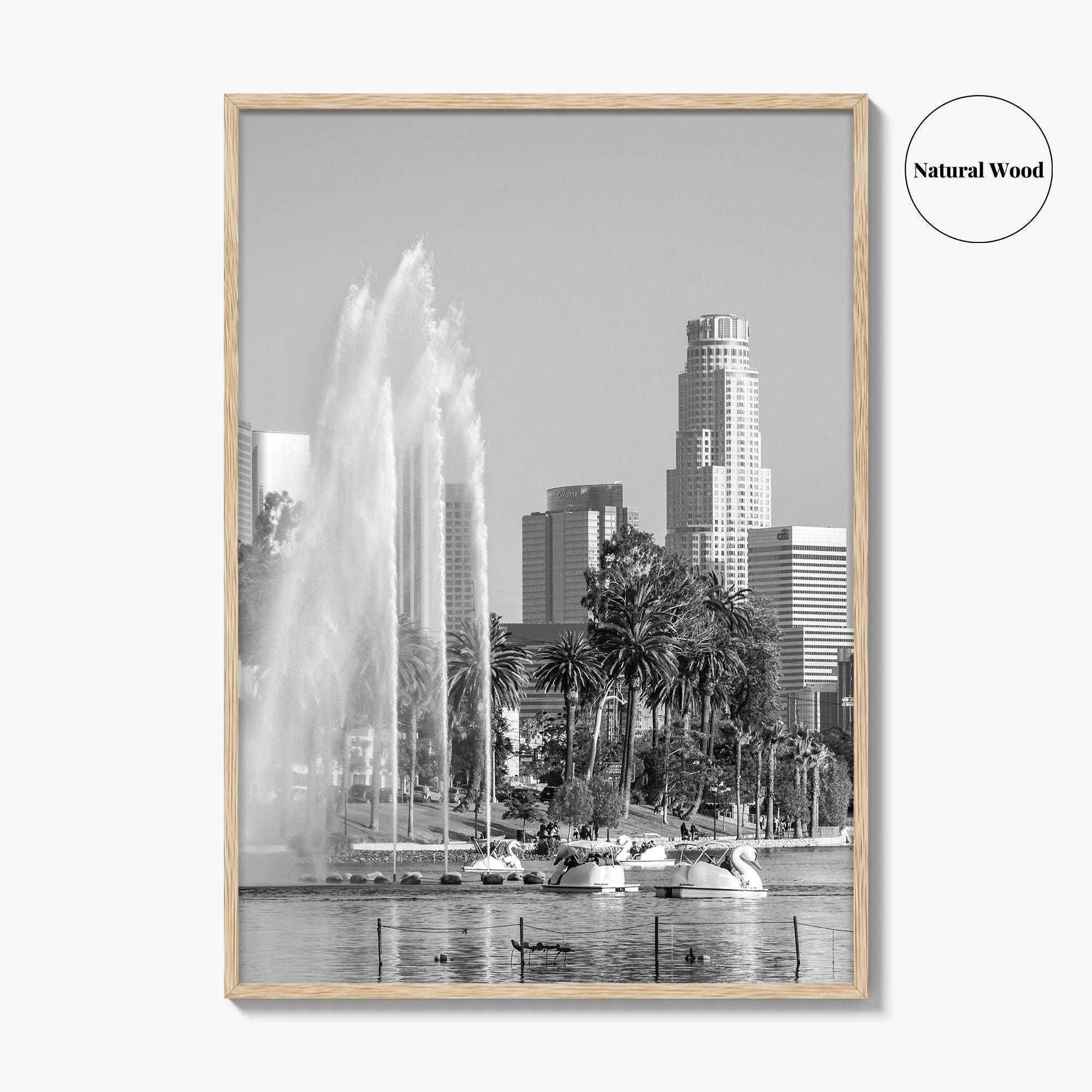 Echo Park Black and White Fine Art Photo Print, Los Angeles Skyline Poster