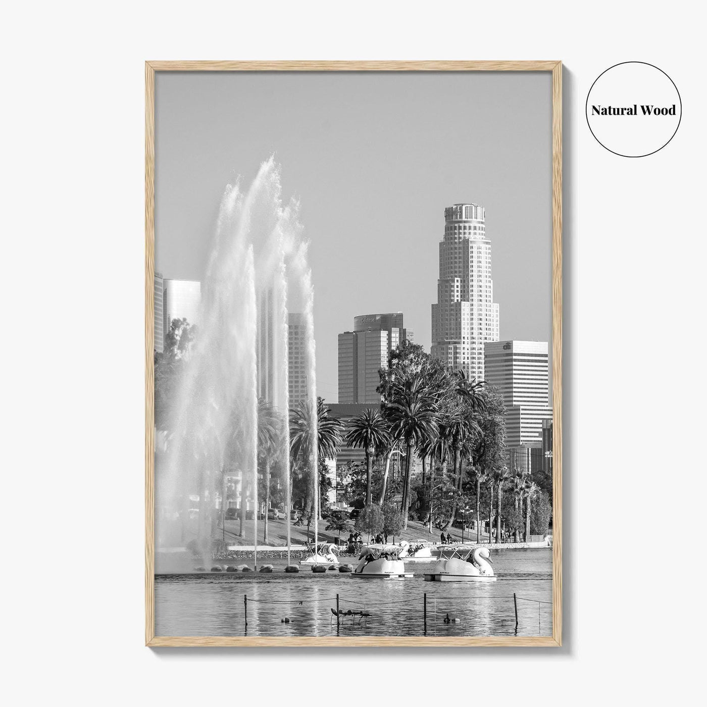 Echo Park Black and White Fine Art Photo Print, Los Angeles Skyline Poster