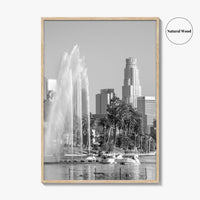 Echo Park Black and White Fine Art Photo Print, Los Angeles Skyline Poster