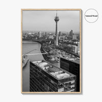 Dusseldorf Skyline Black and White Fine Art Photo Print, Medienhafen Germany Wall Art