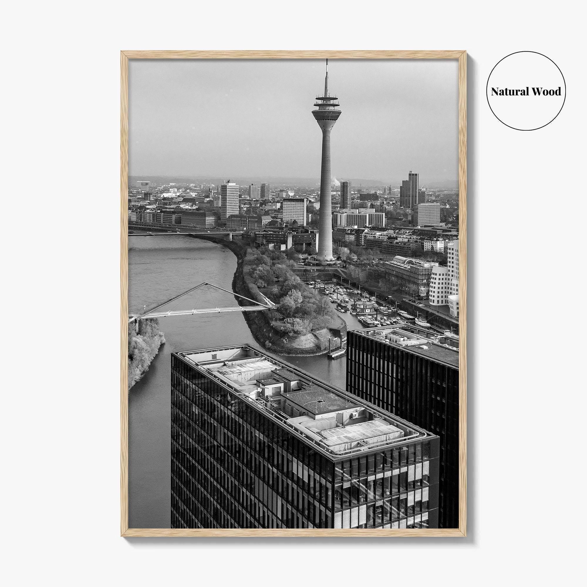 Dusseldorf Skyline Black and White Fine Art Photo Print, Medienhafen Germany Wall Art