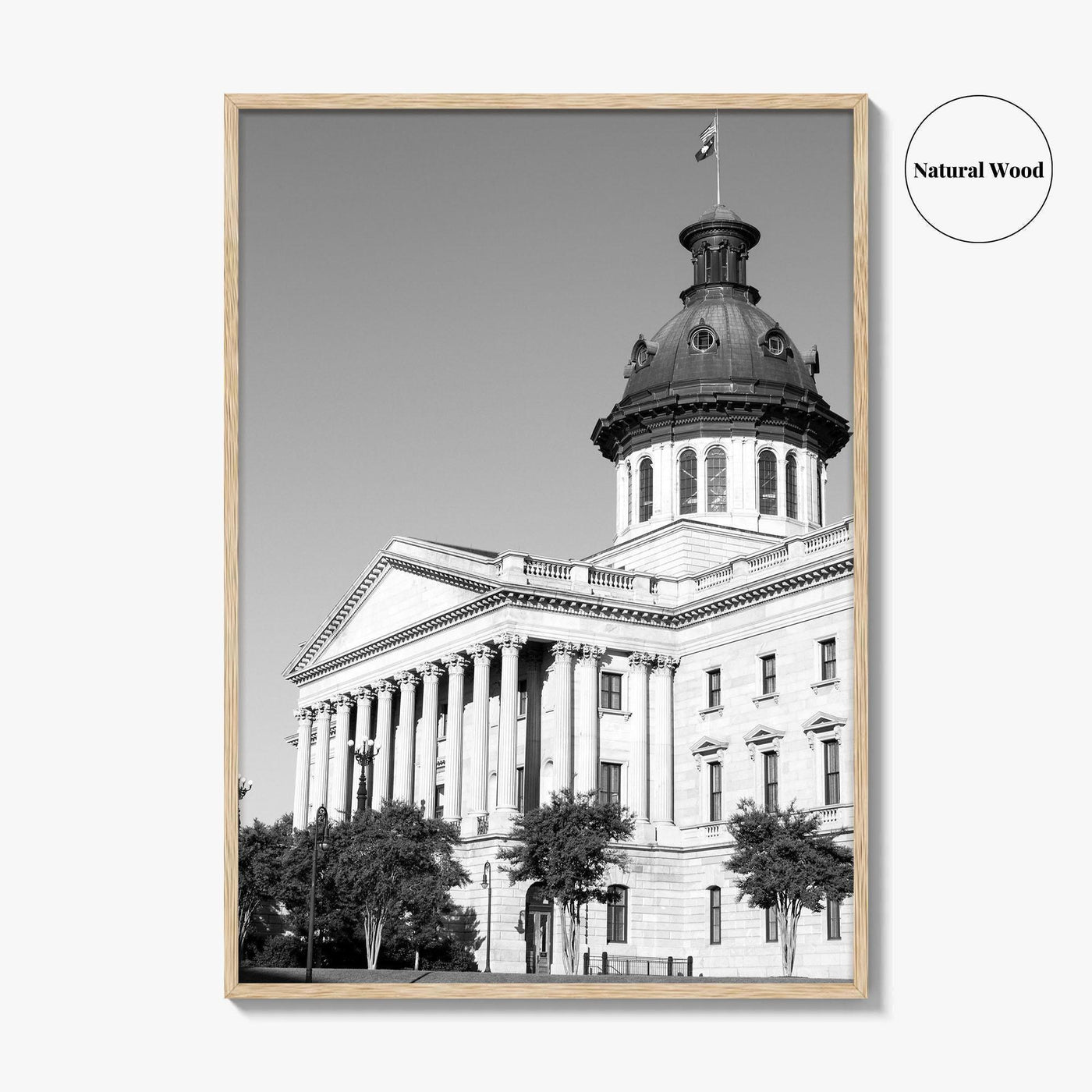 Columbia SC Black and White Fine Art Photo Print, South Carolina State House Poster