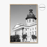 Columbia SC Black and White Fine Art Photo Print, South Carolina State House Poster