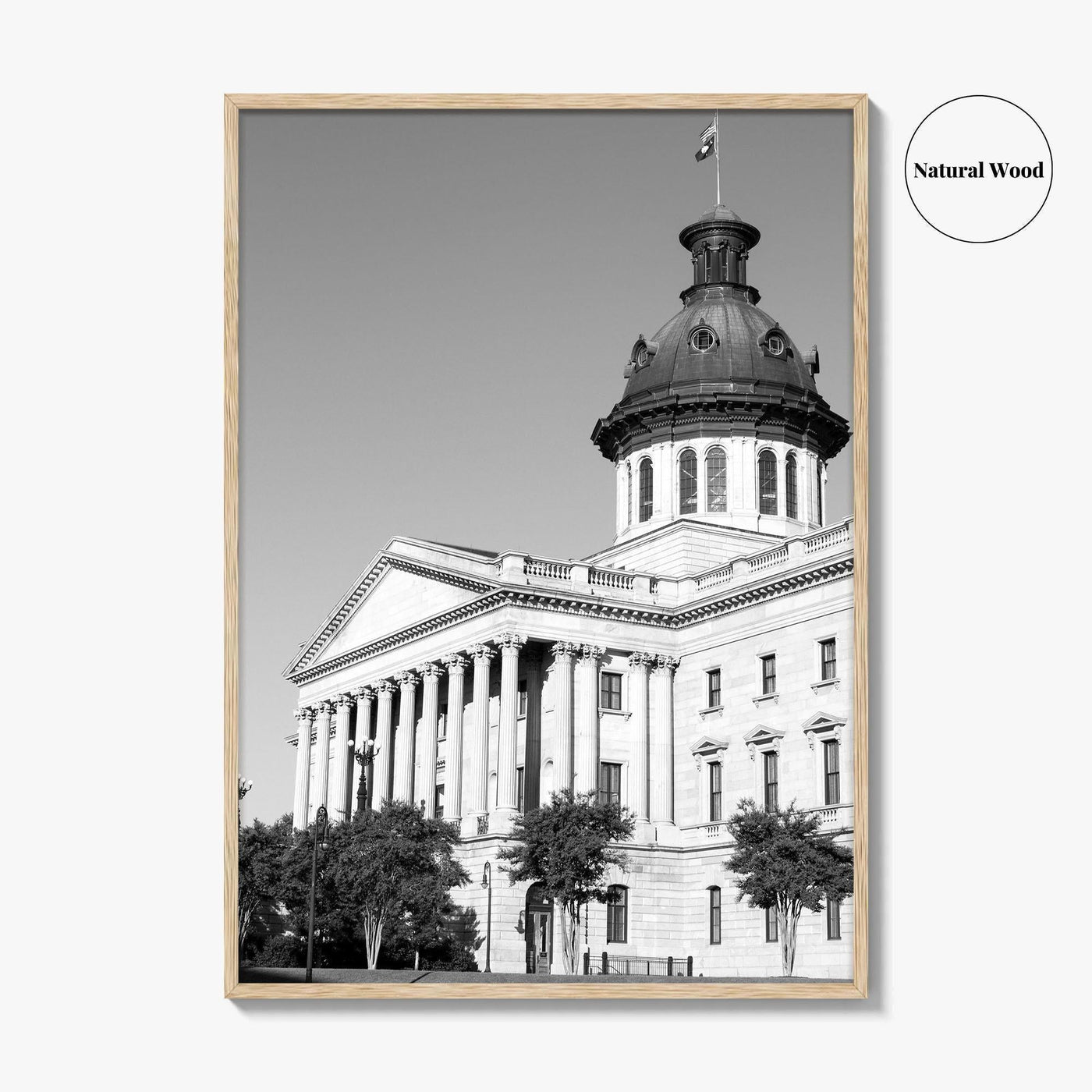 Columbia SC Black and White Fine Art Photo Print, South Carolina State House Poster