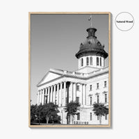 Columbia SC Black and White Fine Art Photo Print, South Carolina State House Poster