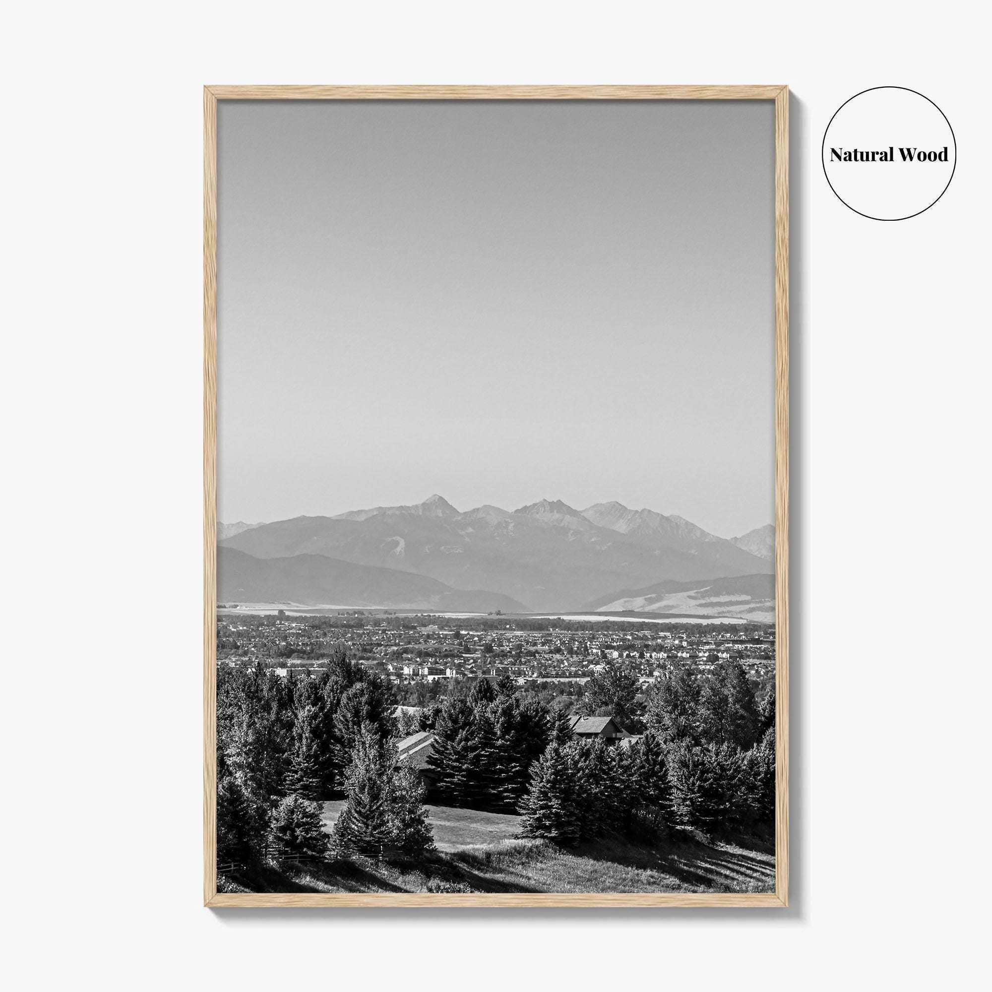 Bozeman Black and White Fine Art Photo Print, Montana Hills Landscape Poster, USA Poster