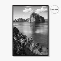 El Nido Black and White Fine Art Photo Print, Palawan Poster, Las Cabanas Beach
