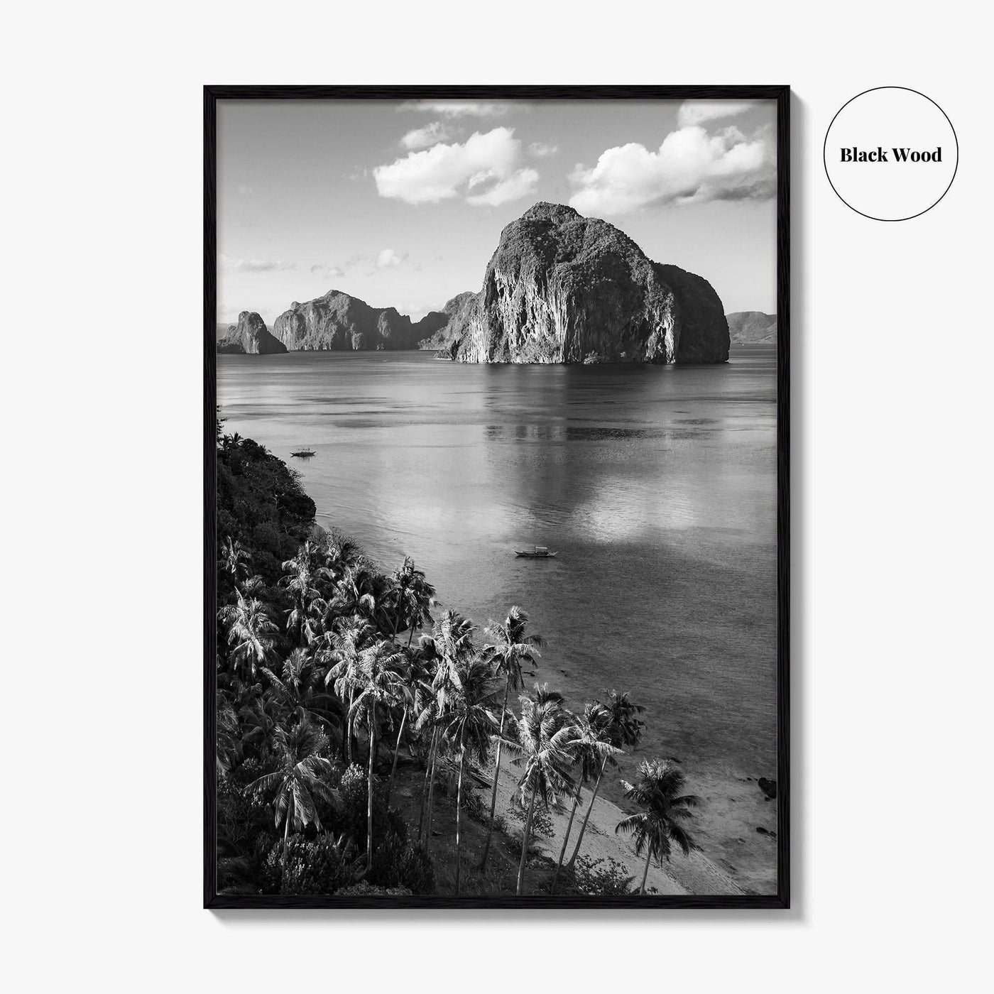 El Nido Black and White Fine Art Photo Print, Palawan Poster, Las Cabanas Beach