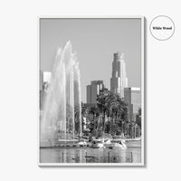 Echo Park Black and White Fine Art Photo Print, Los Angeles Skyline Poster