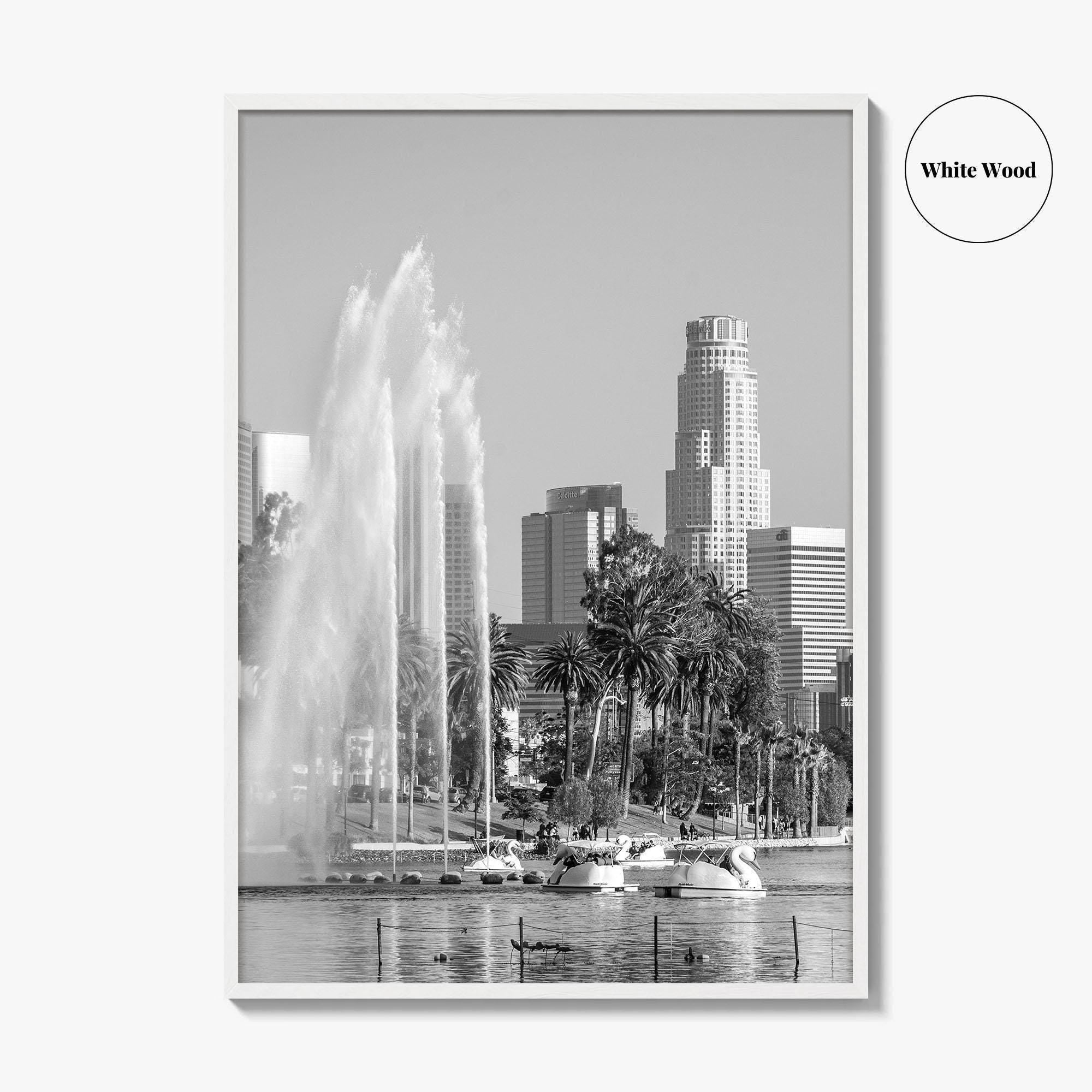 Echo Park Black and White Fine Art Photo Print, Los Angeles Skyline Poster