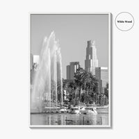 Echo Park Black and White Fine Art Photo Print, Los Angeles Skyline Poster