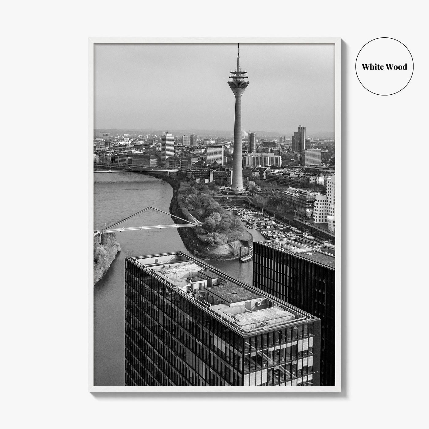 Dusseldorf Skyline Black and White Fine Art Photo Print, Medienhafen Germany Wall Art