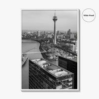 Dusseldorf Skyline Black and White Fine Art Photo Print, Medienhafen Germany Wall Art