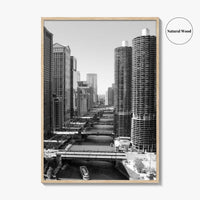 Chicago Black and White Fine Art Photo Print, Chicago River, Illinois Wall Poster
