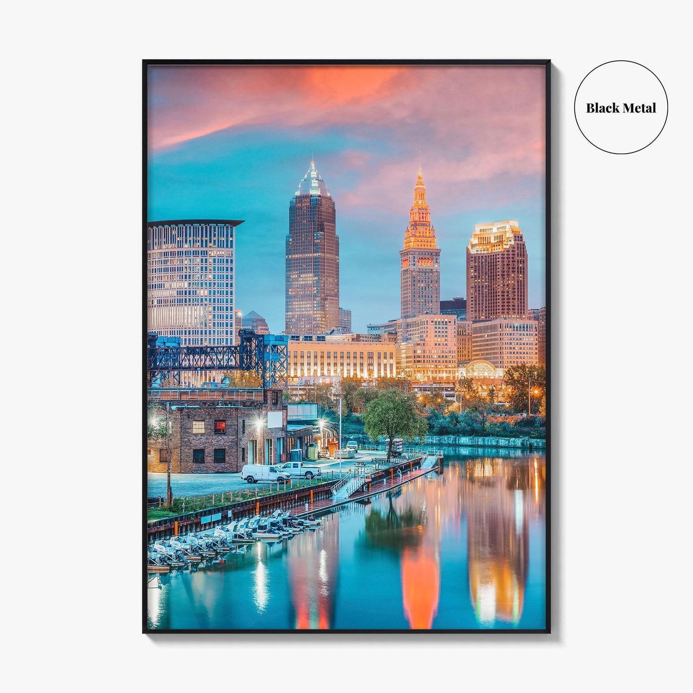 Cleveland Skyline Fine Art Photo Print, Ohio, USA, Cuyahoga River, Wall Poster