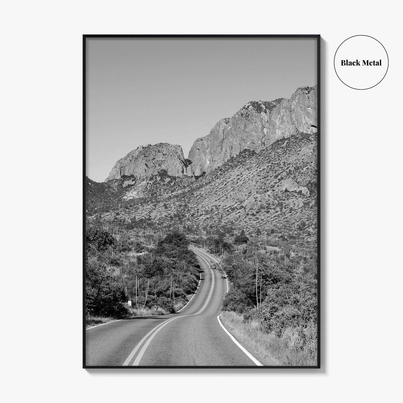 Big Bend National Park Black and White Fine Art Photo Print, Texas Road Poster