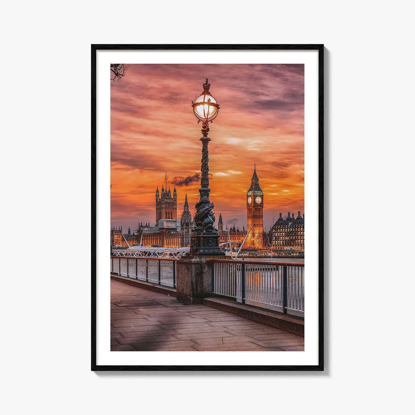 London Fine Art Photo Print, South Bank Riverside, Thames, Big Ben, Westminster Palace, UK