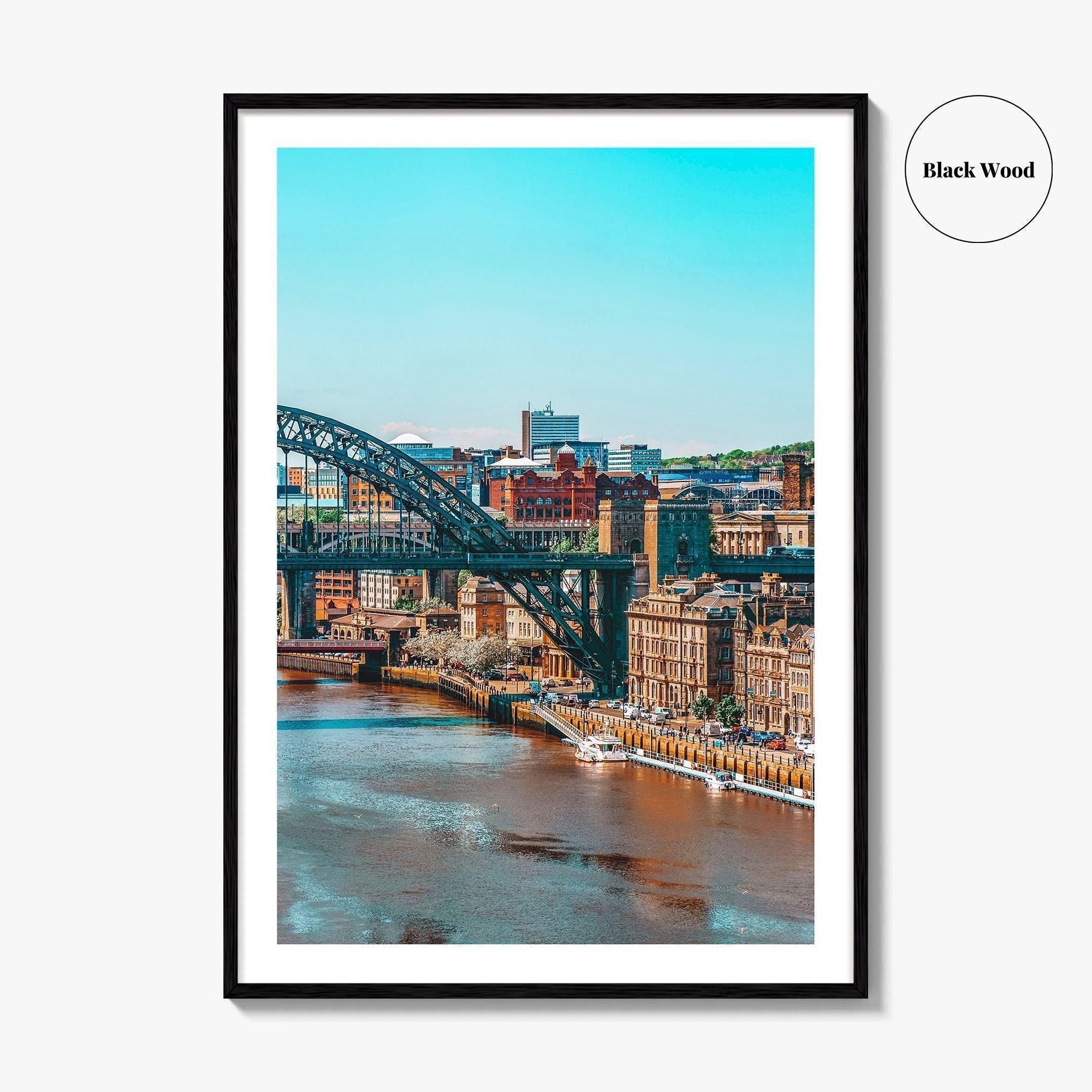 Newcastle Upon Tyne Blue Fine Art Photo Print, UK, Tyne Bridge, High Level