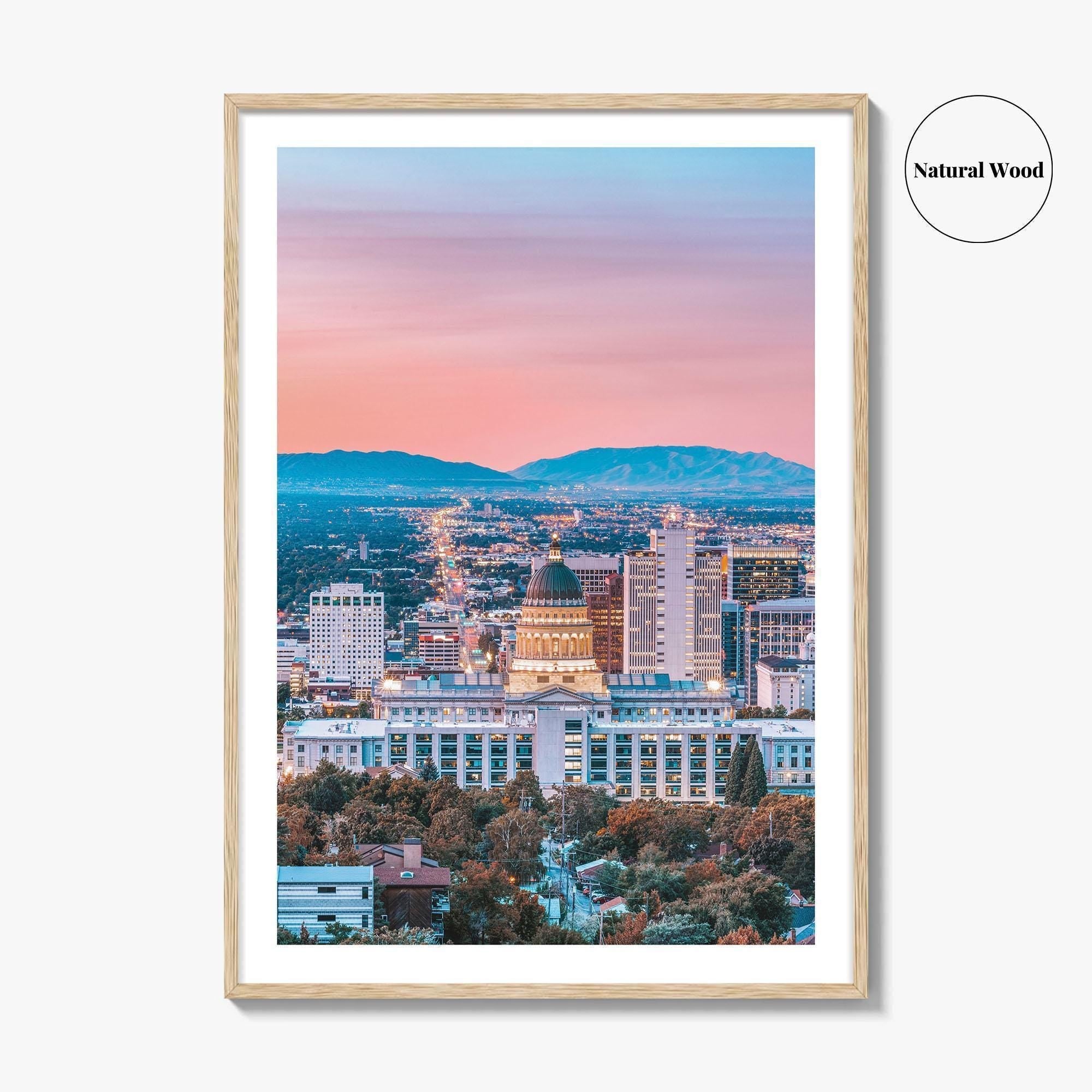 Salt Lake City Skyline Fine Art Photo Print, Wall Decor Poster, Utah USA, SLC
