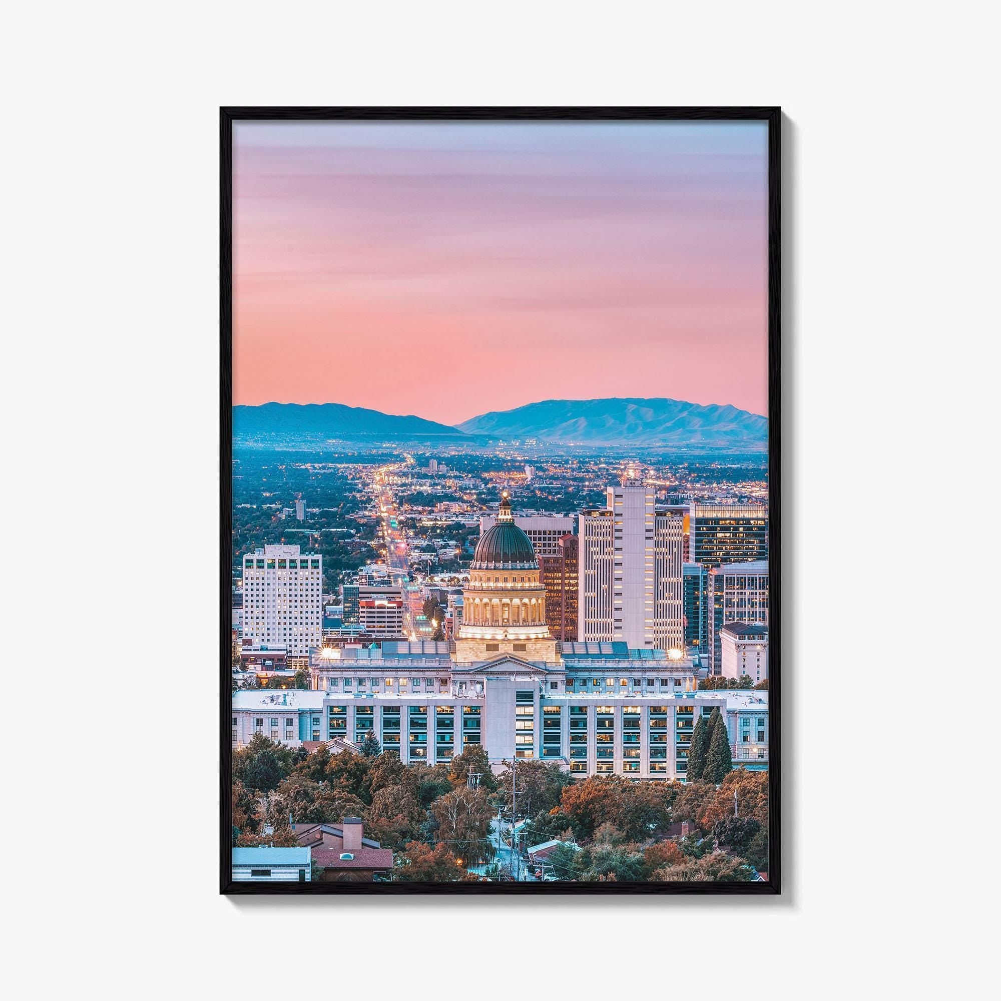 Salt Lake City Skyline Fine Art Photo Print, Wall Decor Poster, Utah USA, SLC