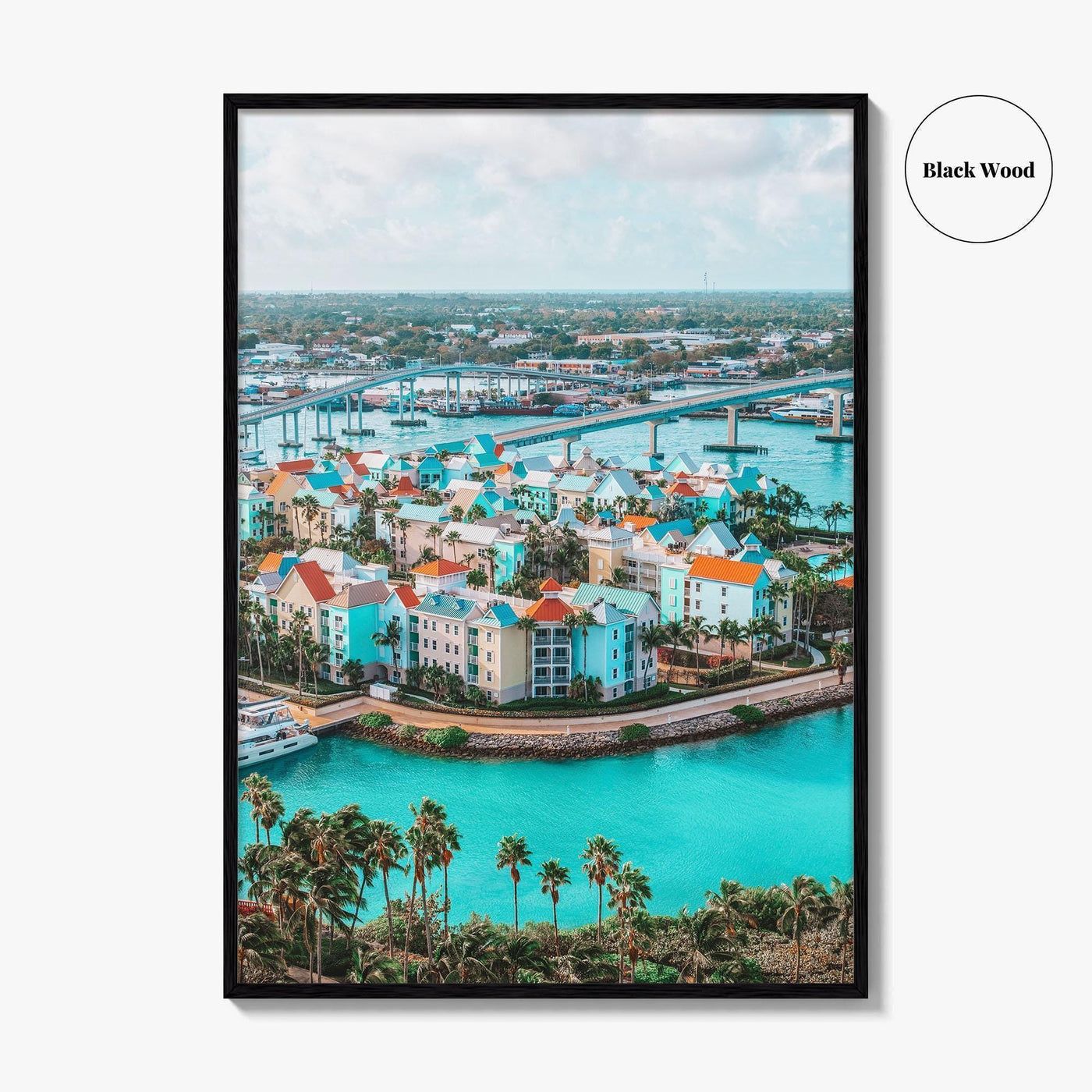 Nassau Skyline Fine Art Photo Print, Paradise Island Bahamas, Harbour Aerial Poster